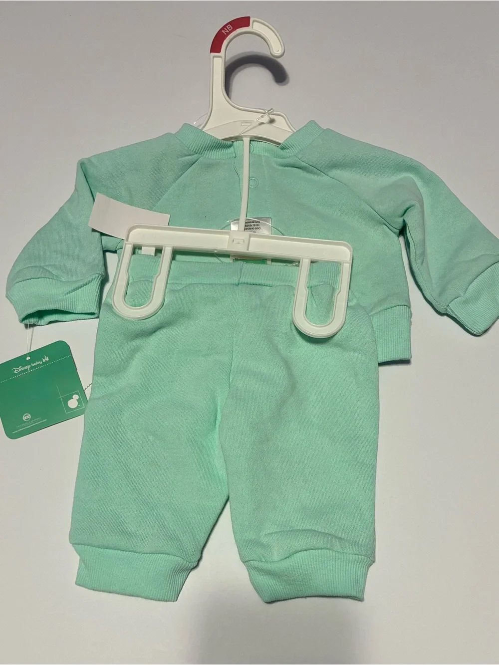 Disney Baby Minnie Mouse 2pc Sweatsuit Set NB Newborn Mint Green NWT